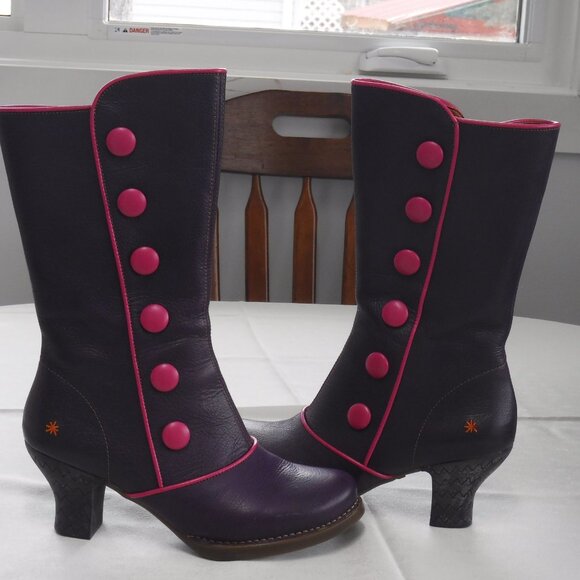 Art Gaucho Ceraza Harlem heeled leather boot in plum crazy and Fushia size EU 40 - Picture 10 of 16